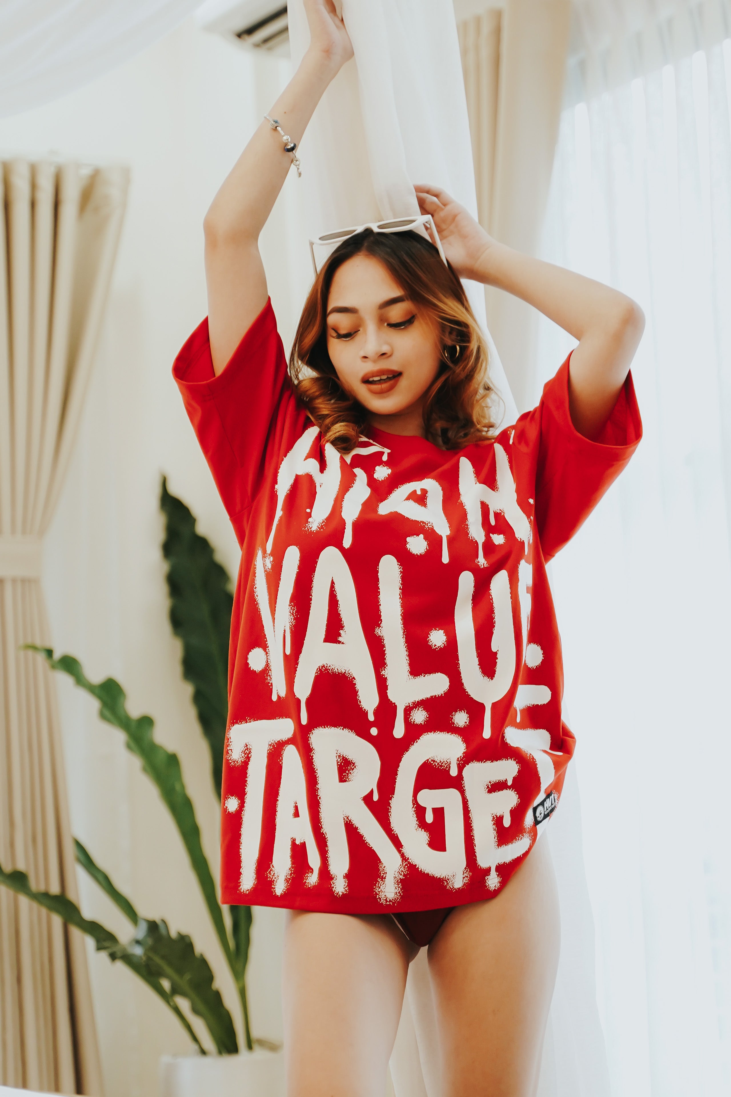 HIGH VALUE TARGET "SPRAY PAINT BIG PRINT" RED CVC COTTON UNISEX T-SHIRT