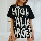 HIGH VALUE TARGET "SPRAY PAINT BIG PRINT" BLACK CVC COTTON UNISEX T-SHIRT
