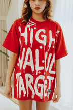 HIGH VALUE TARGET "SPRAY PAINT BIG PRINT" RED CVC COTTON UNISEX T-SHIRT
