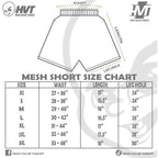 HVT Sizes for shorts, Mesh Short Size Chart
