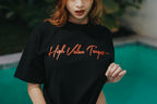 HIGH VALUE TARGET "HVT Tanned and Tipsy" BLACK CVC Cotton Unisex T-SHIRT
