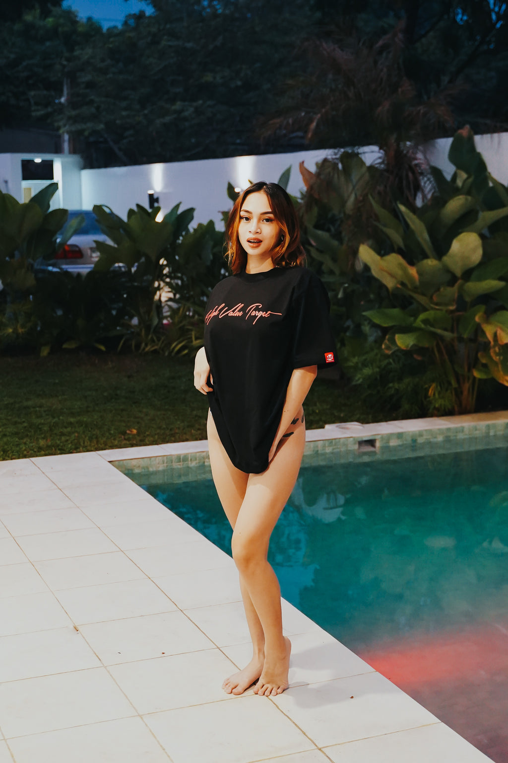 HIGH VALUE TARGET "HVT Tanned and Tipsy" BLACK CVC Cotton Unisex T-SHIRT