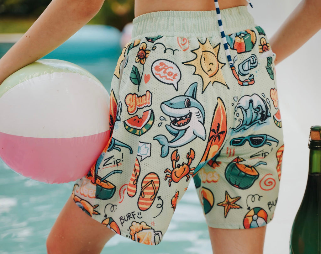 HIGH VALUE TARGET "VACATION MODE : ON " MESH SHORTS - MINT GREEN