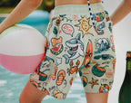 HIGH VALUE TARGET "VACATION MODE : ON " MESH SHORTS - MINT GREEN