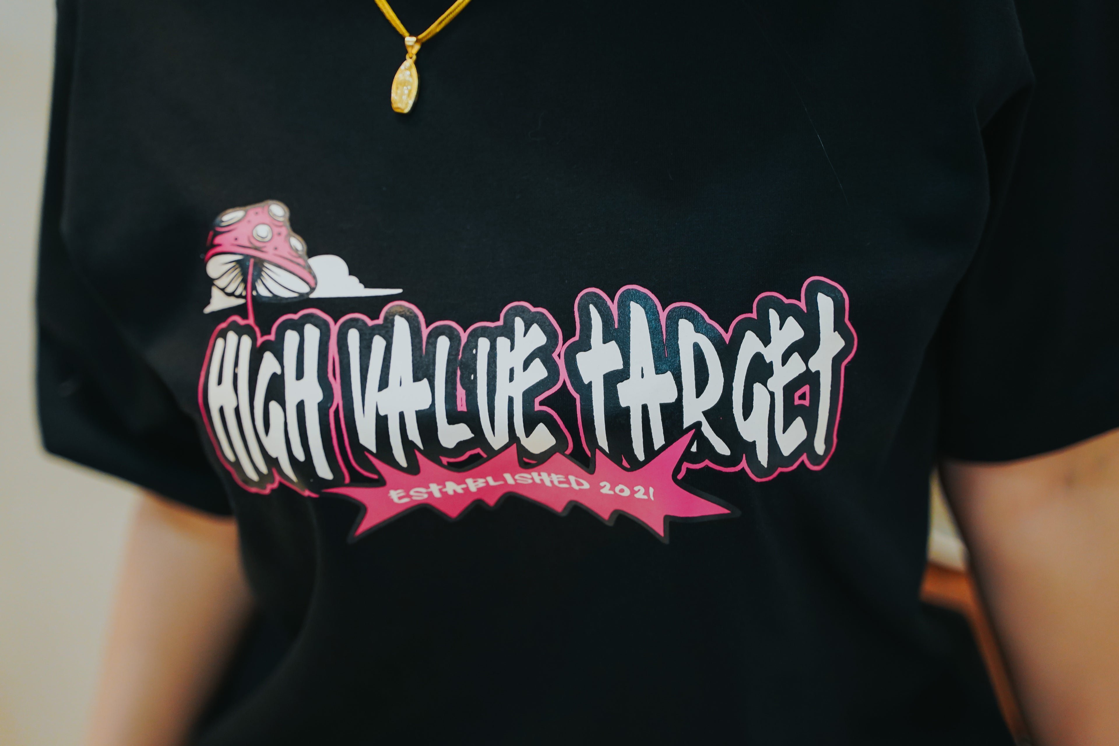 Live Free and Hustle T shirt with graffiti style High Value Target text design