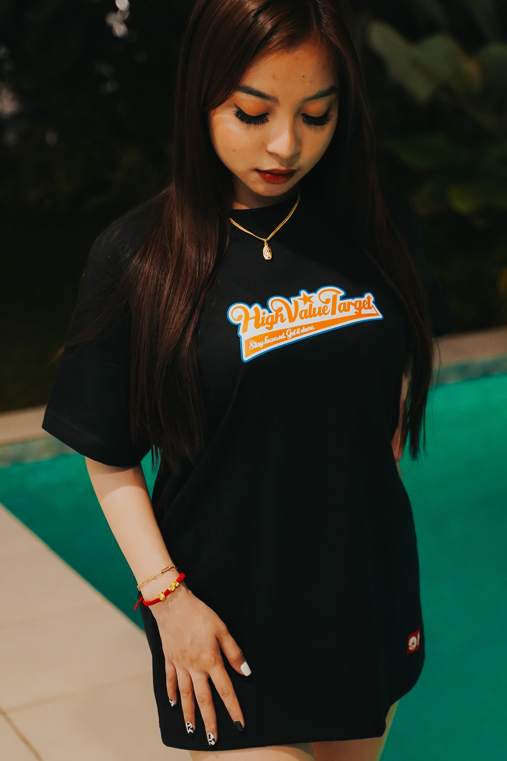 Streetwear T shirt with High Value Target text design for modern casual outfit styling