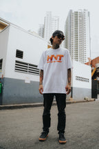 Graphic tee with stylized HVT lettering and clean streetwear typography design