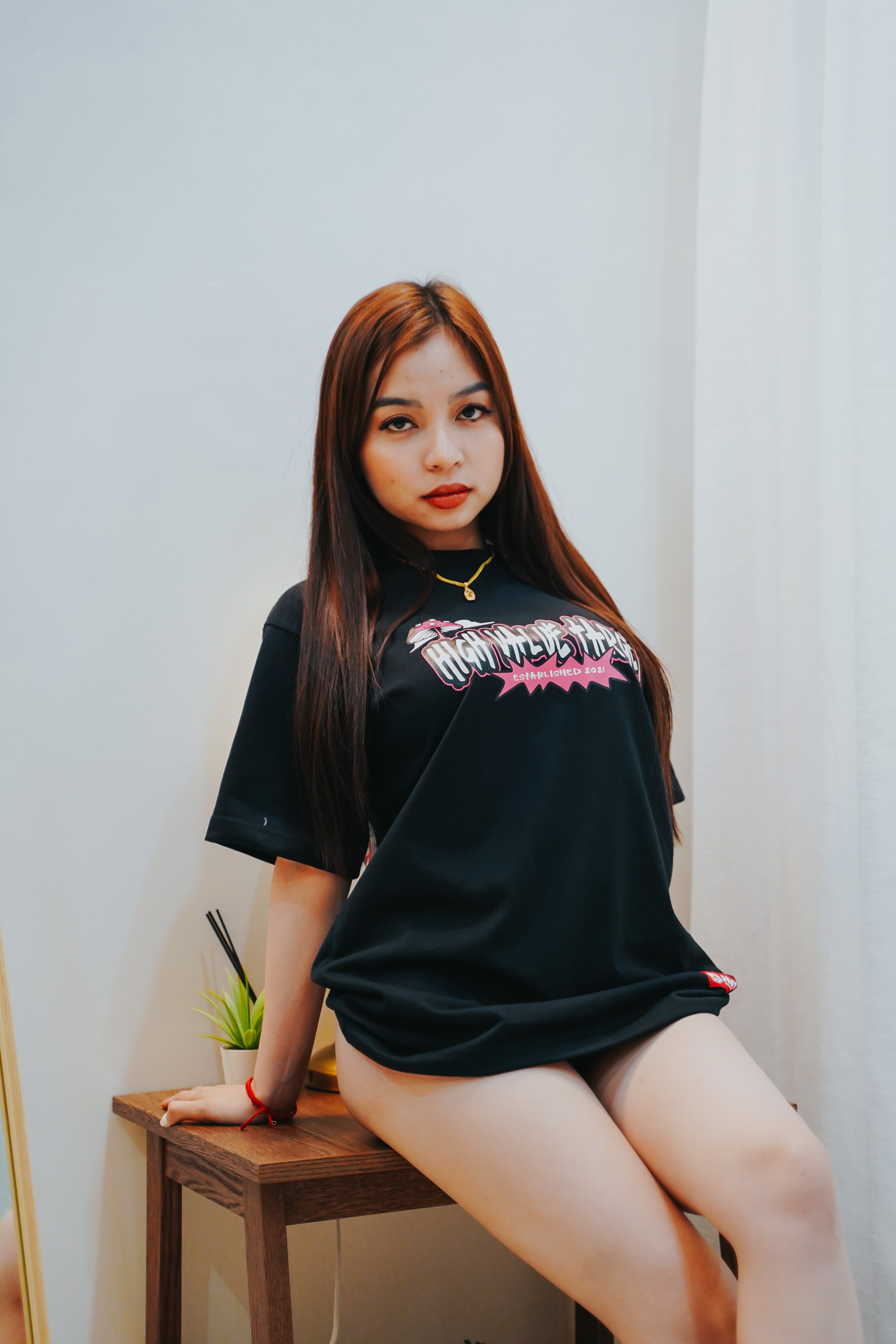Printed T shirt with stylized lettering design for casual and urban outfit styling