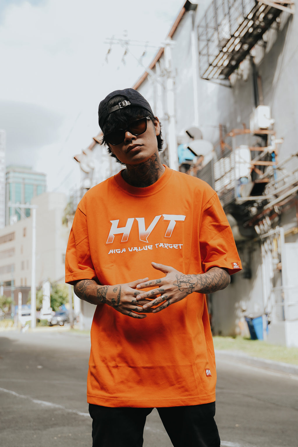 Graphic tee with High Value Target print and minimal streetwear front design
