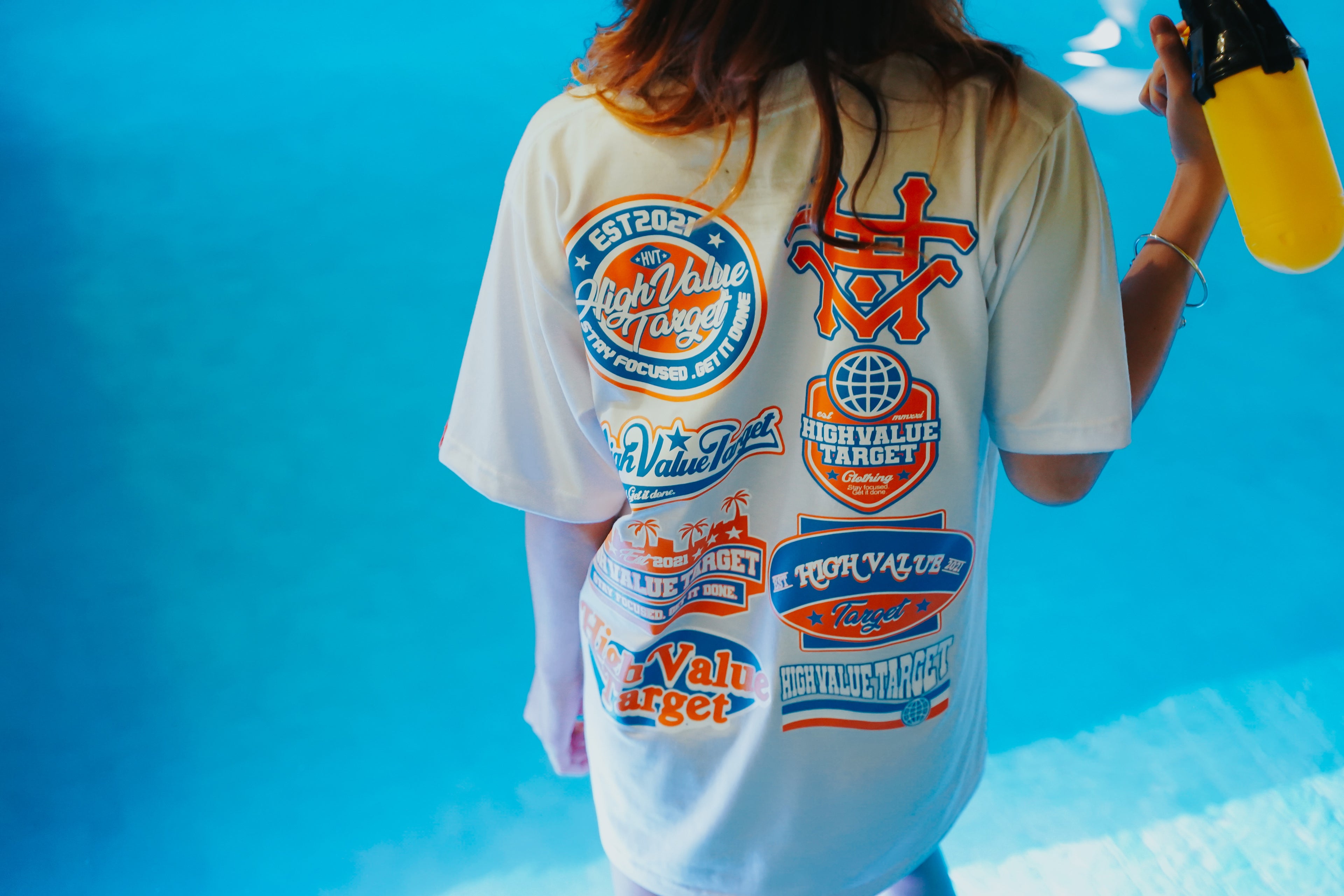 Streetwear tee with High Value Target print and clean front design concept