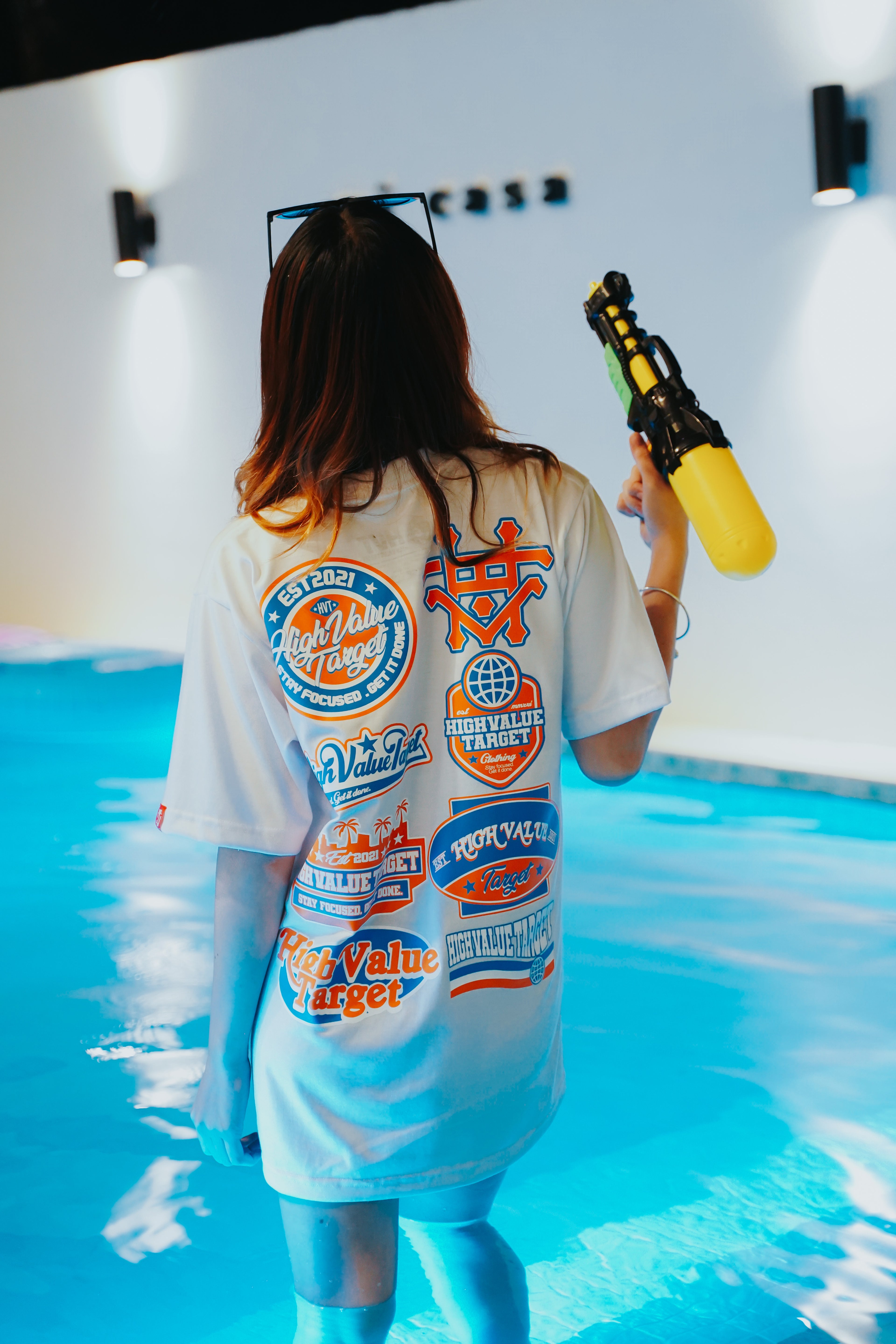 Mixed Logo T shirt with High Value Target text and bold front design for streetwear