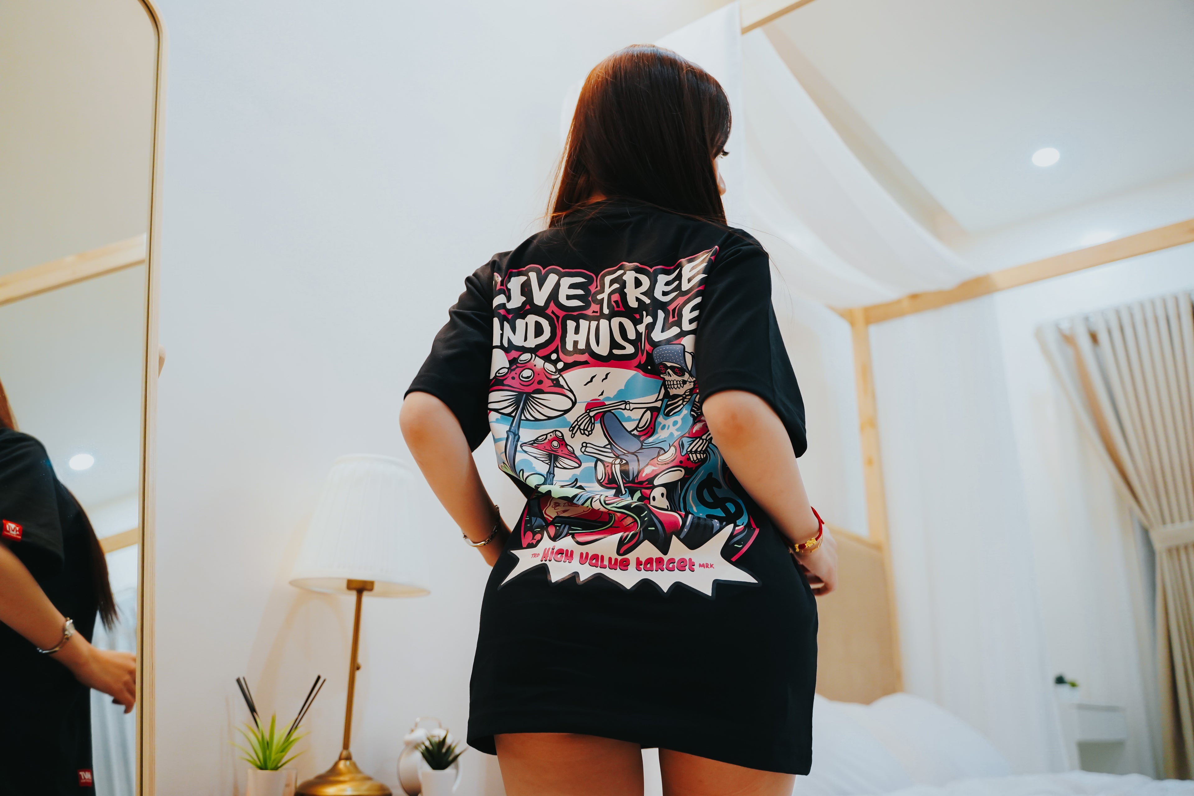 Printed shirt with skeleton artwork and modern streetwear appeal