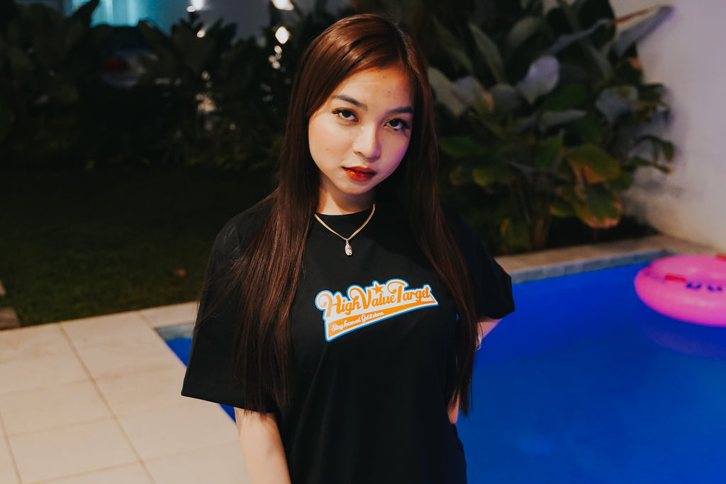 Graphic T shirt with stylized lettering and modern streetwear typography layout