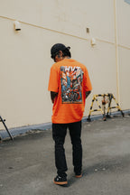 Riding in Tandem tee with urban rider scene and bold streetwear concept
