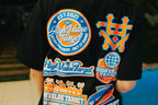 Graphic tee with logo collage design for trendy casual outfit use