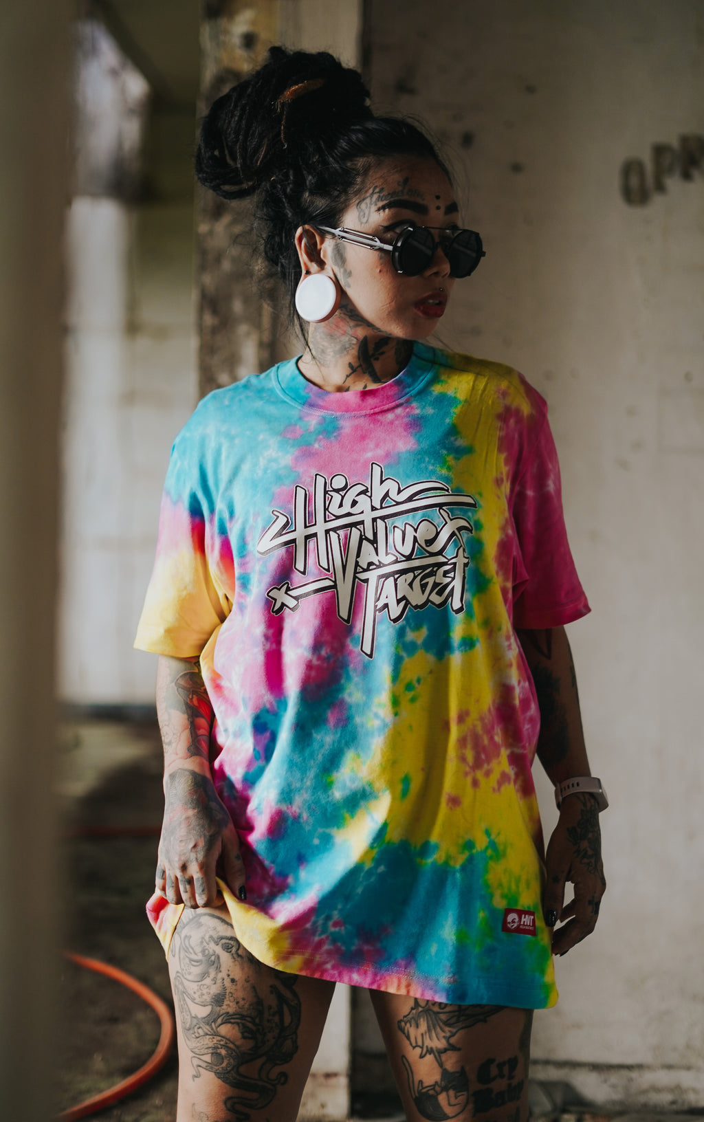 Pastel color t-shirt with tie dye effect, stylish streetwear apparel featuring smooth blended tones and unique design
