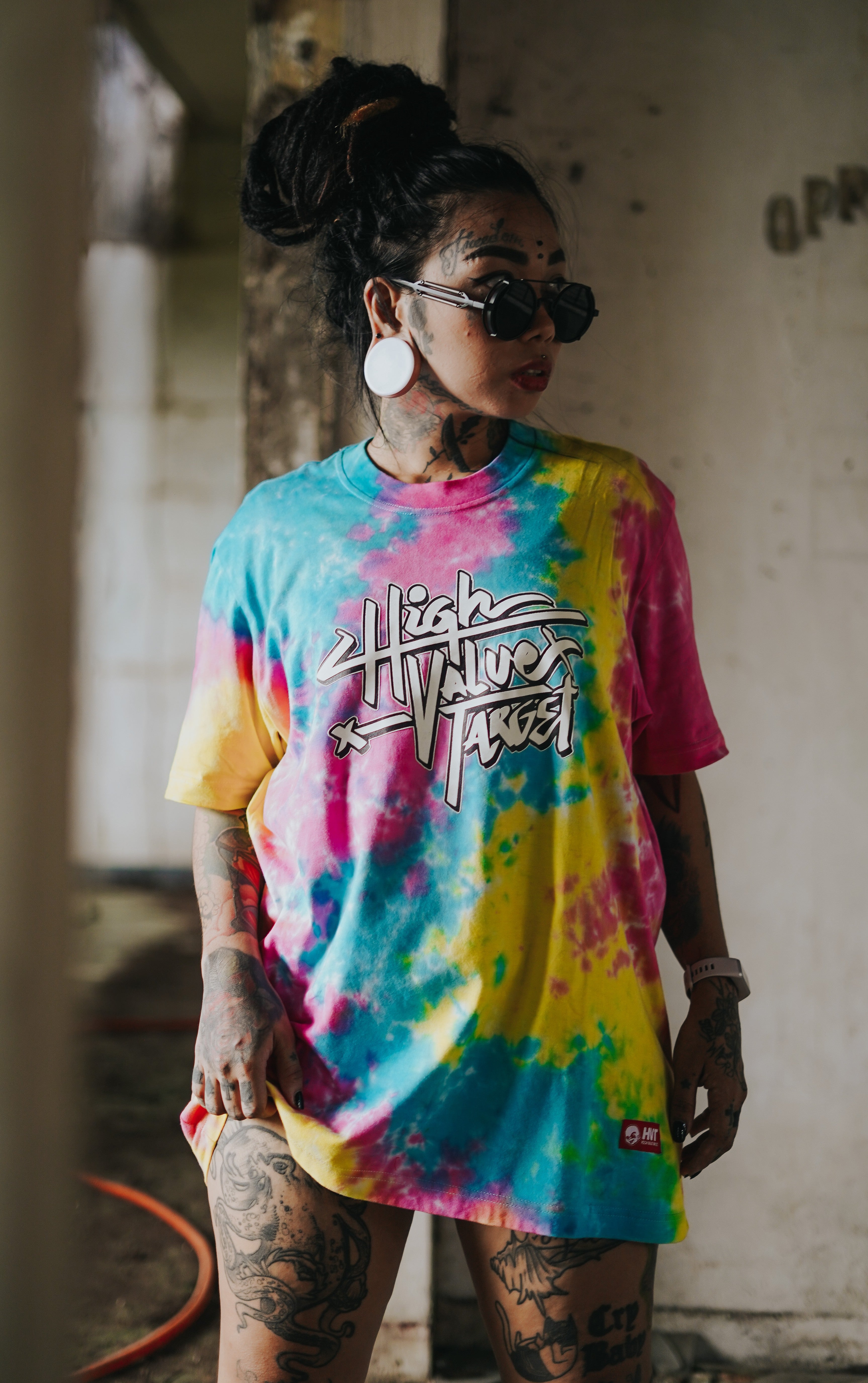 Pastel color t-shirt with tie dye effect, stylish streetwear apparel featuring smooth blended tones and unique design