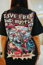Streetwear tee with relaxed character design and bold graphic layout