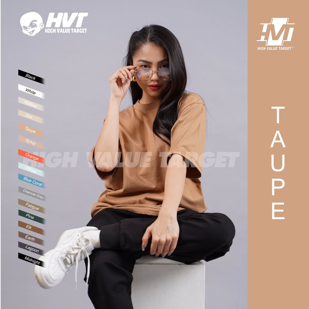 Taupe plain tee with smooth texture for casual and trendy outfit styling