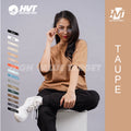 Taupe plain tee with smooth texture for casual and trendy outfit styling