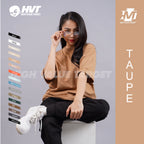 Taupe plain tee with smooth texture for casual and trendy outfit styling