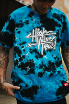 Tie dye turquoise blue T shirt with detailed pattern for unique and eye catching style