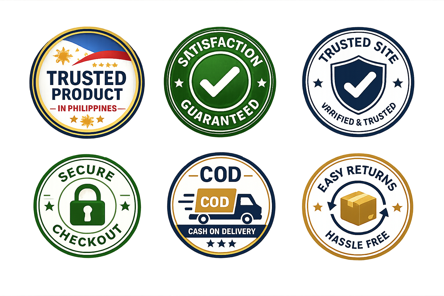 Online store trust icons for safety assurance and reliable shopping experience