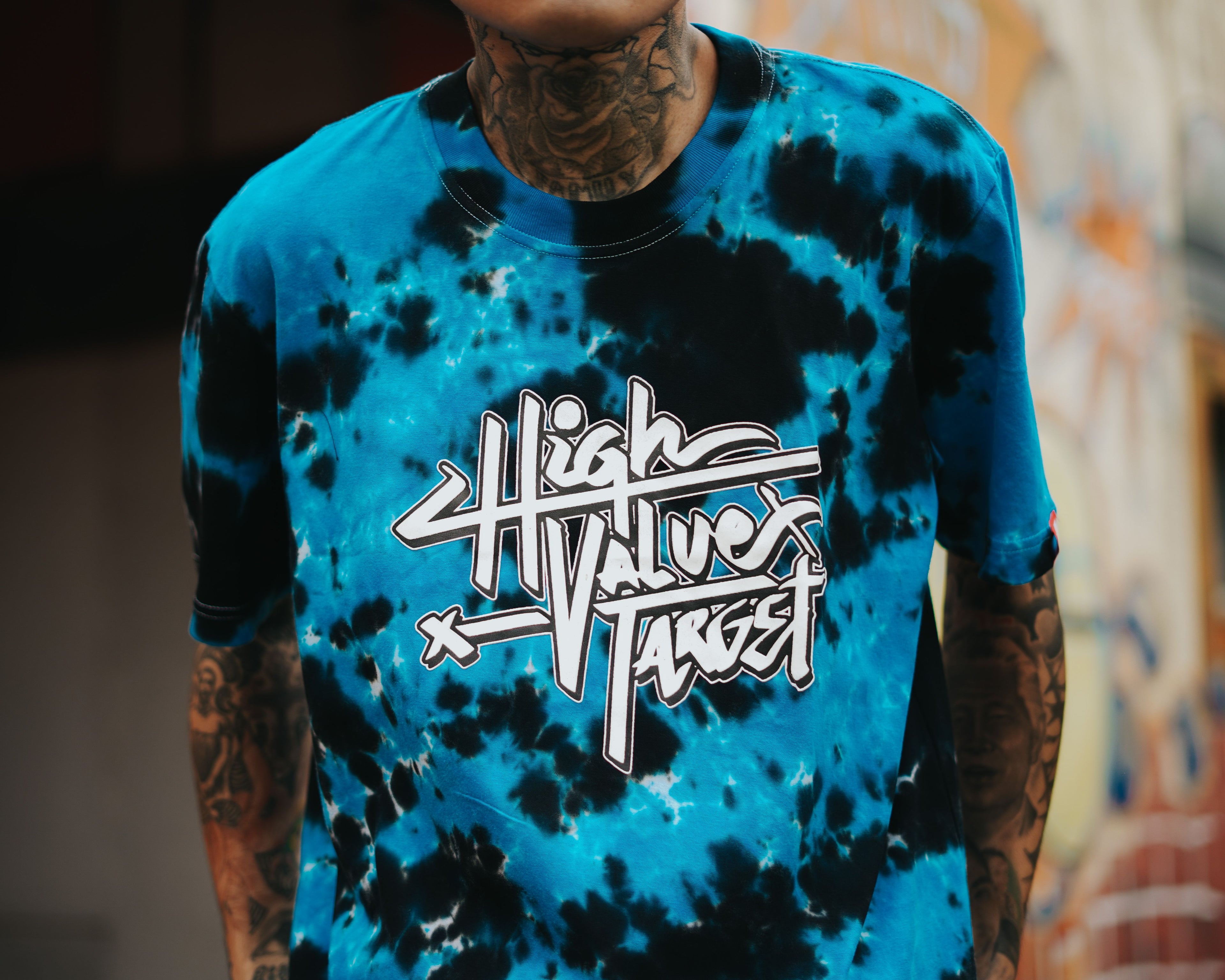 Blue tie dye T shirt with bold swirl pattern and soft fabric for premium comfort wear